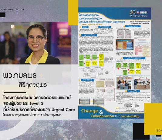 โครงการลดระยะเวลารอคอบพบแพทย์ของผู้ป่วย ESI Level 3 ที่เข้ารับบริการที่ห้องตรวจ Urgent Care